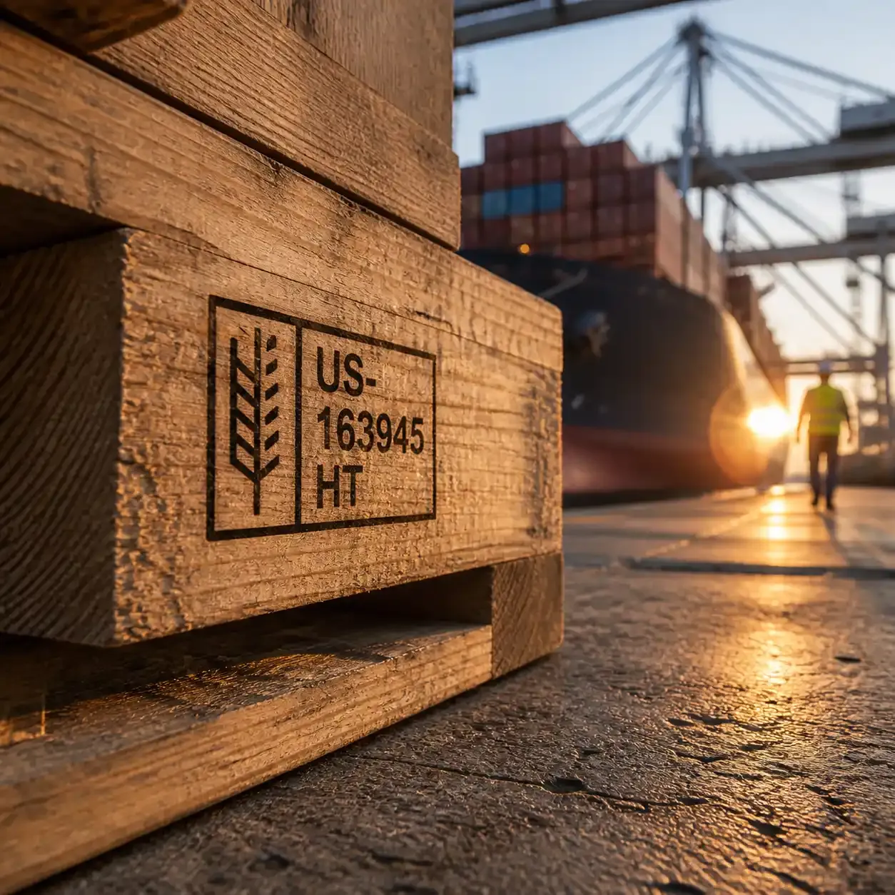 ISPM 15 stamp on wooden pallet