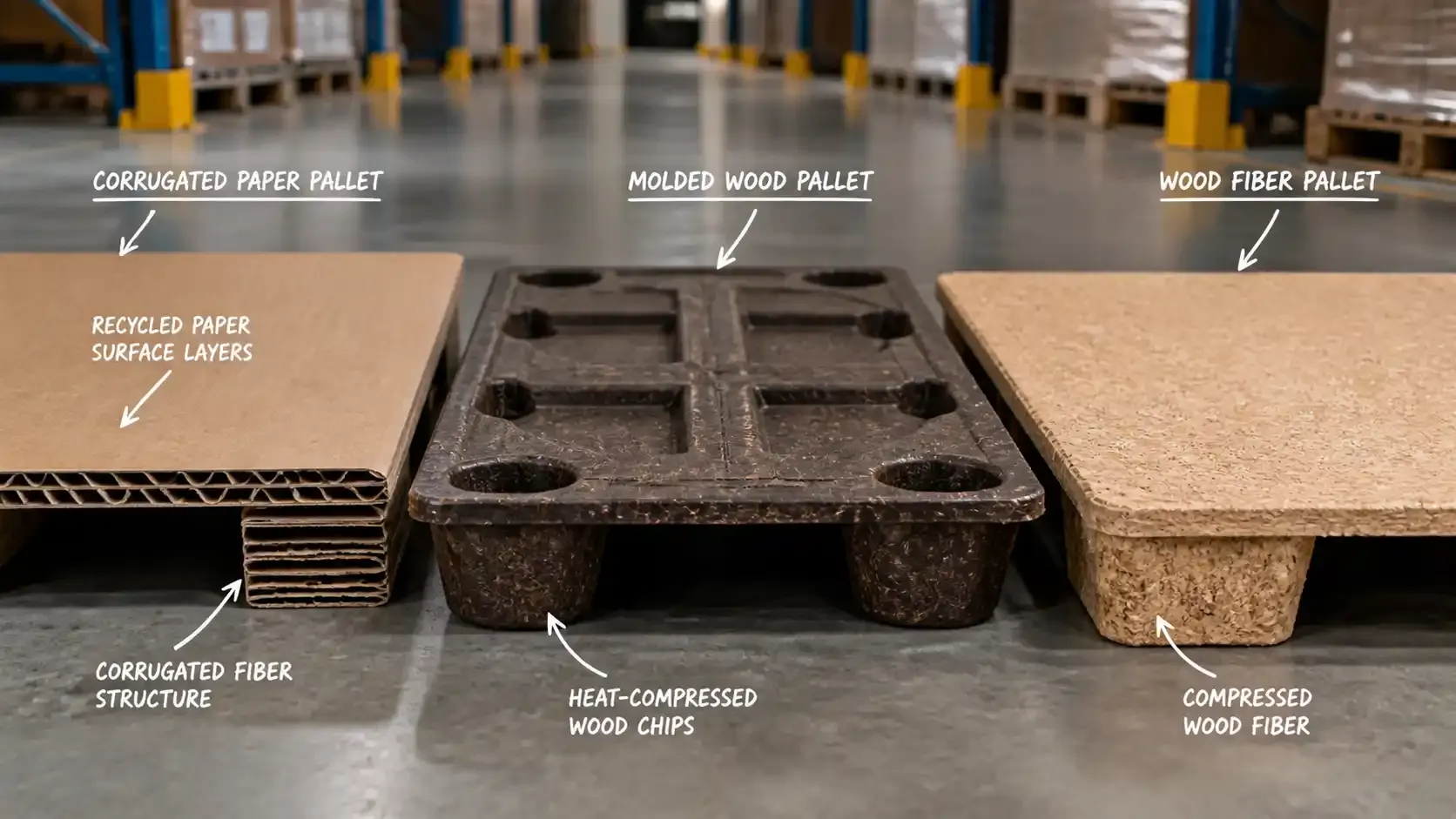 Comparación de materiales de palés sostenibles
